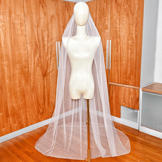 Simple Cathedral or Chapel Length Veil with Pencil Edge - ASTRA