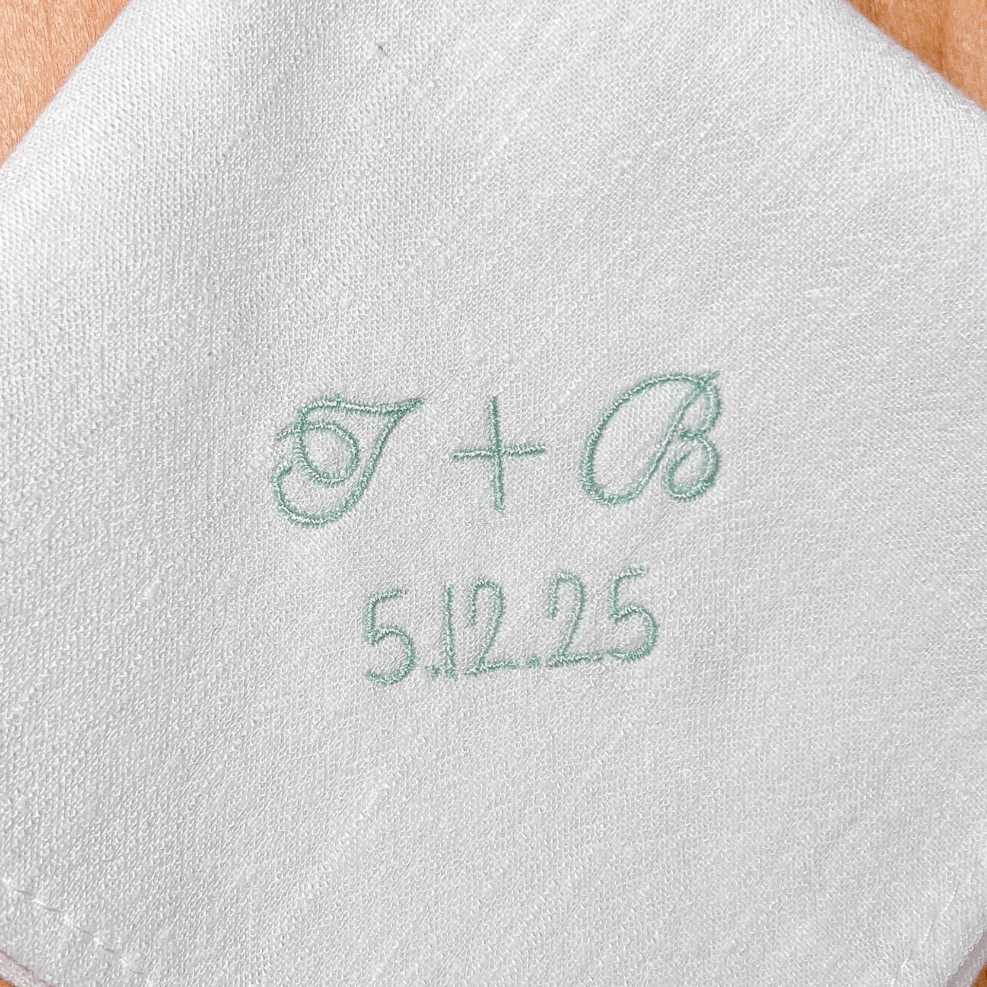 CUSTOM EMBROIDERED HANDKERCHIEF | Initials & Wedding Date