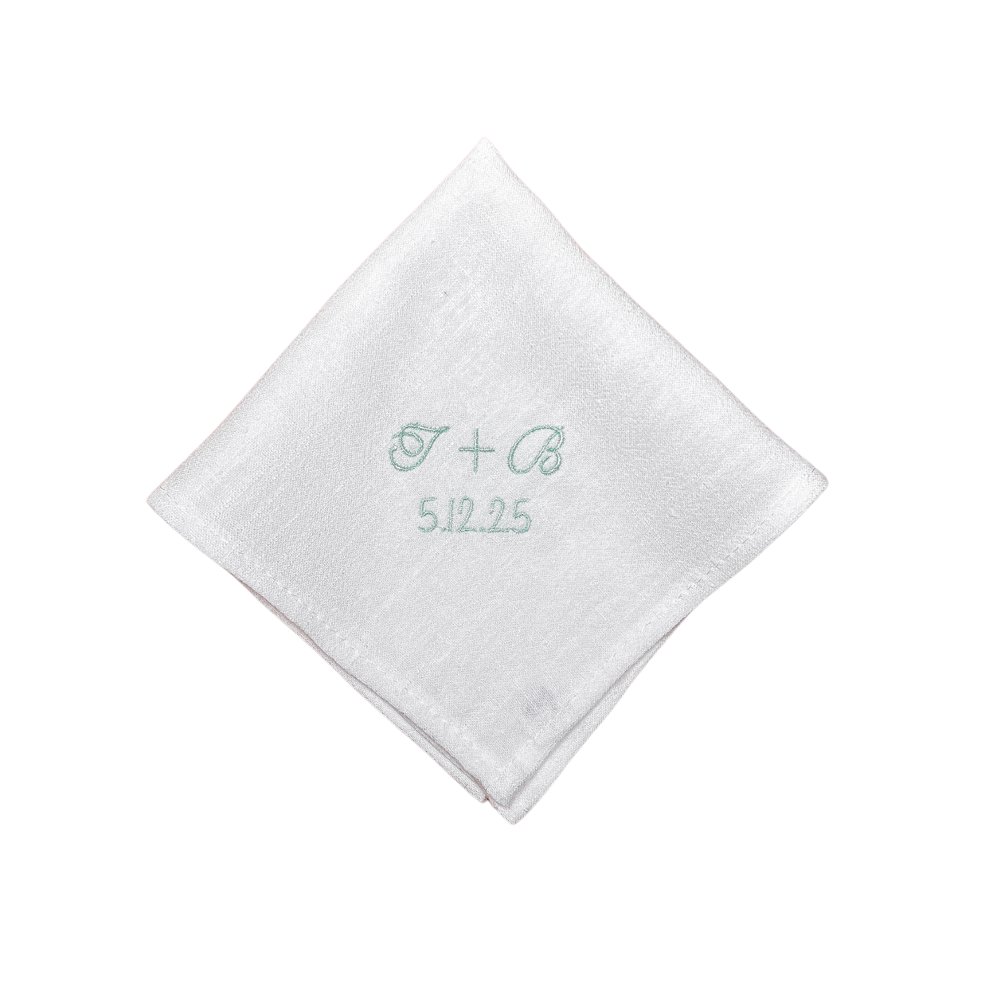 CUSTOM EMBROIDERED HANDKERCHIEF | Initials & Wedding Date