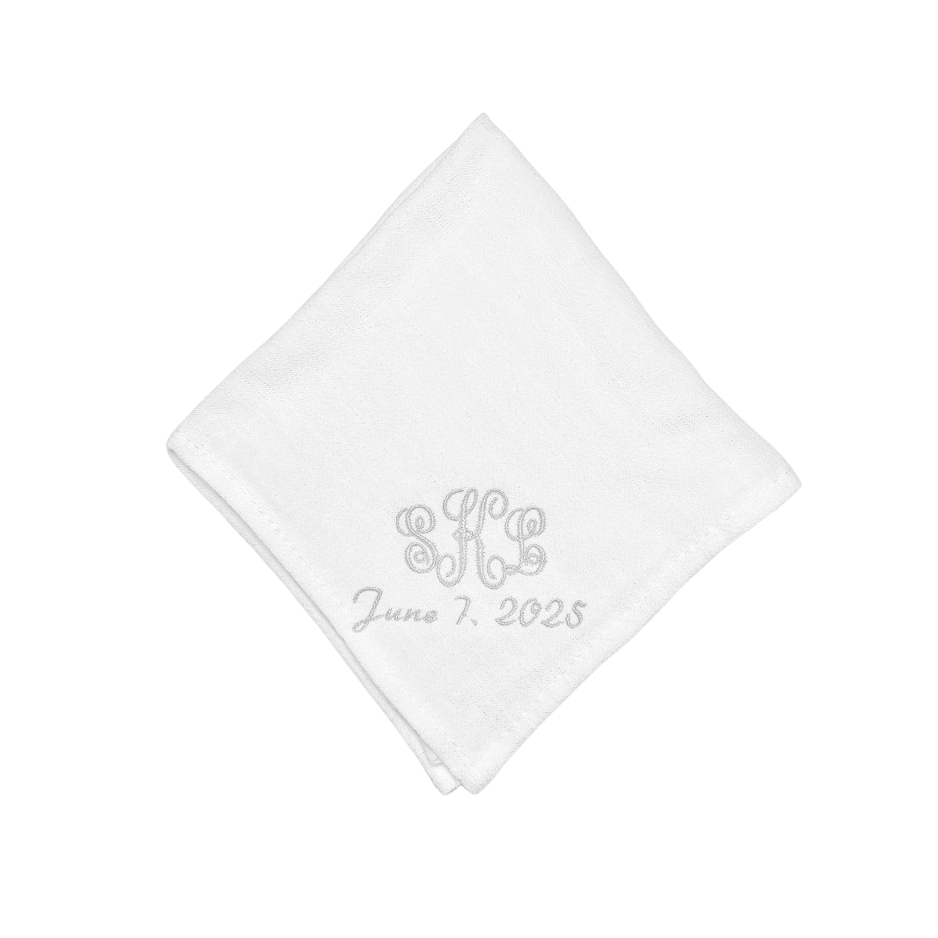 CUSTOM EMBROIDERED HANDKERCHIEF | Monogrammed & Wedding Date