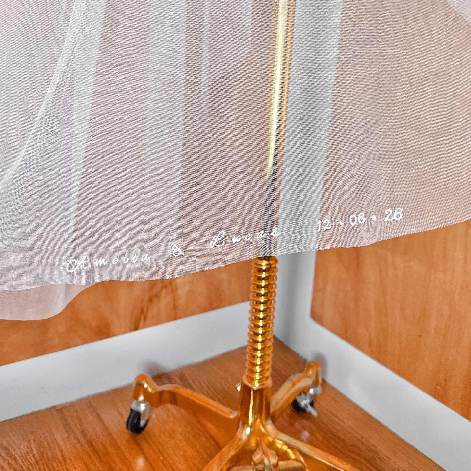 Custom Veil with Names and Wedding Date | Embroidered Veil