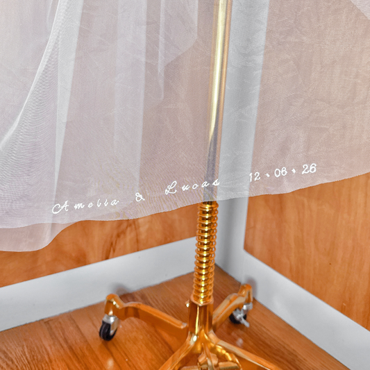 Custom Veil with Names and Wedding Date | Embroidered Veil
