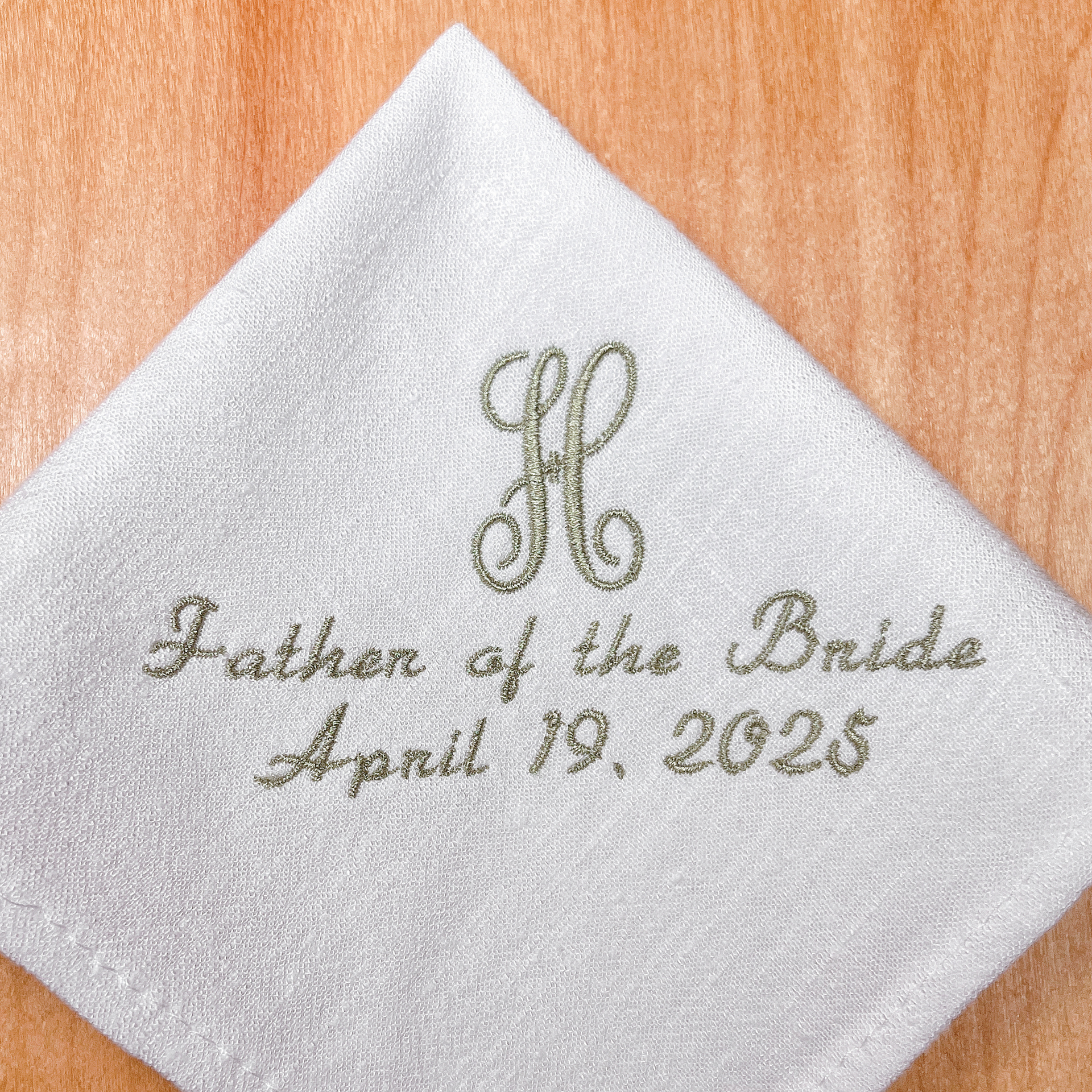 FATHER OF THE BRIDE HANDKERCHIEF | Initial & Wedding Date