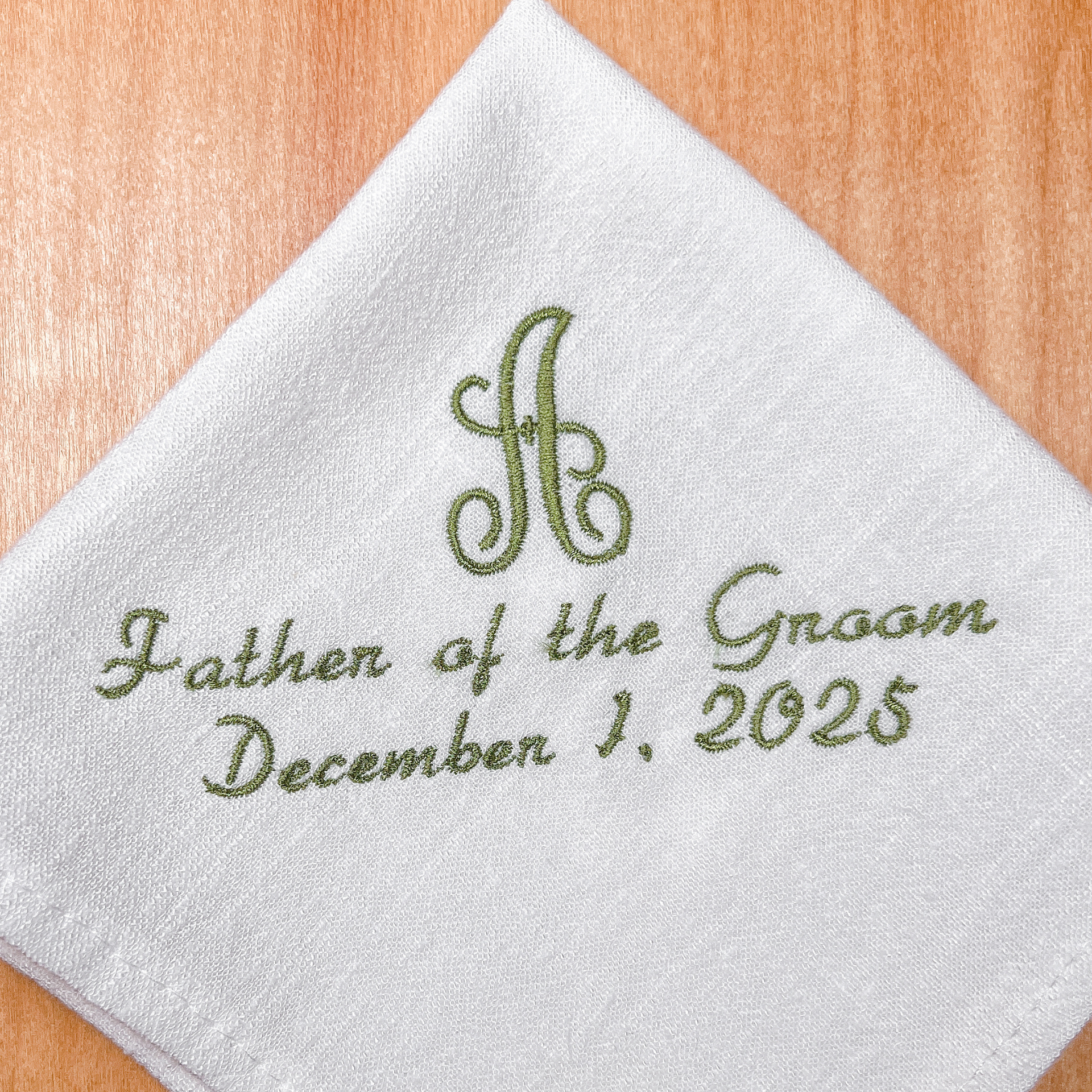 FATHER OF THE GROOM HANDKERCHIEF | Initial & Wedding Date