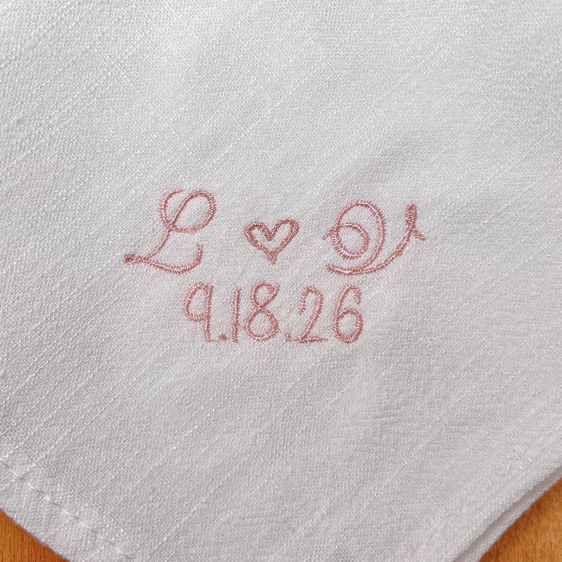 HEART MONOGRAM HANDKERCHIEF | Initials & Wedding Date