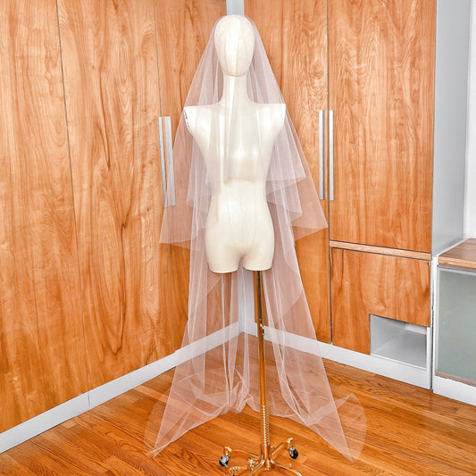 Circular Chapel Length Drop Veil with Raw Edge - JANELLE
