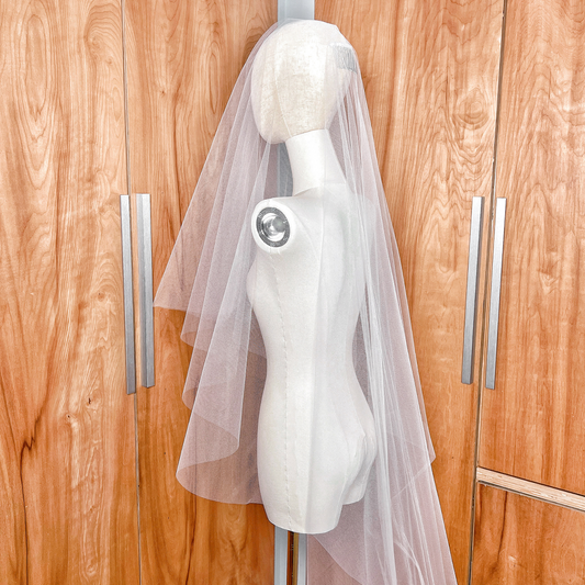 Circular Chapel Length Drop Veil with Raw Edge - JANELLE
