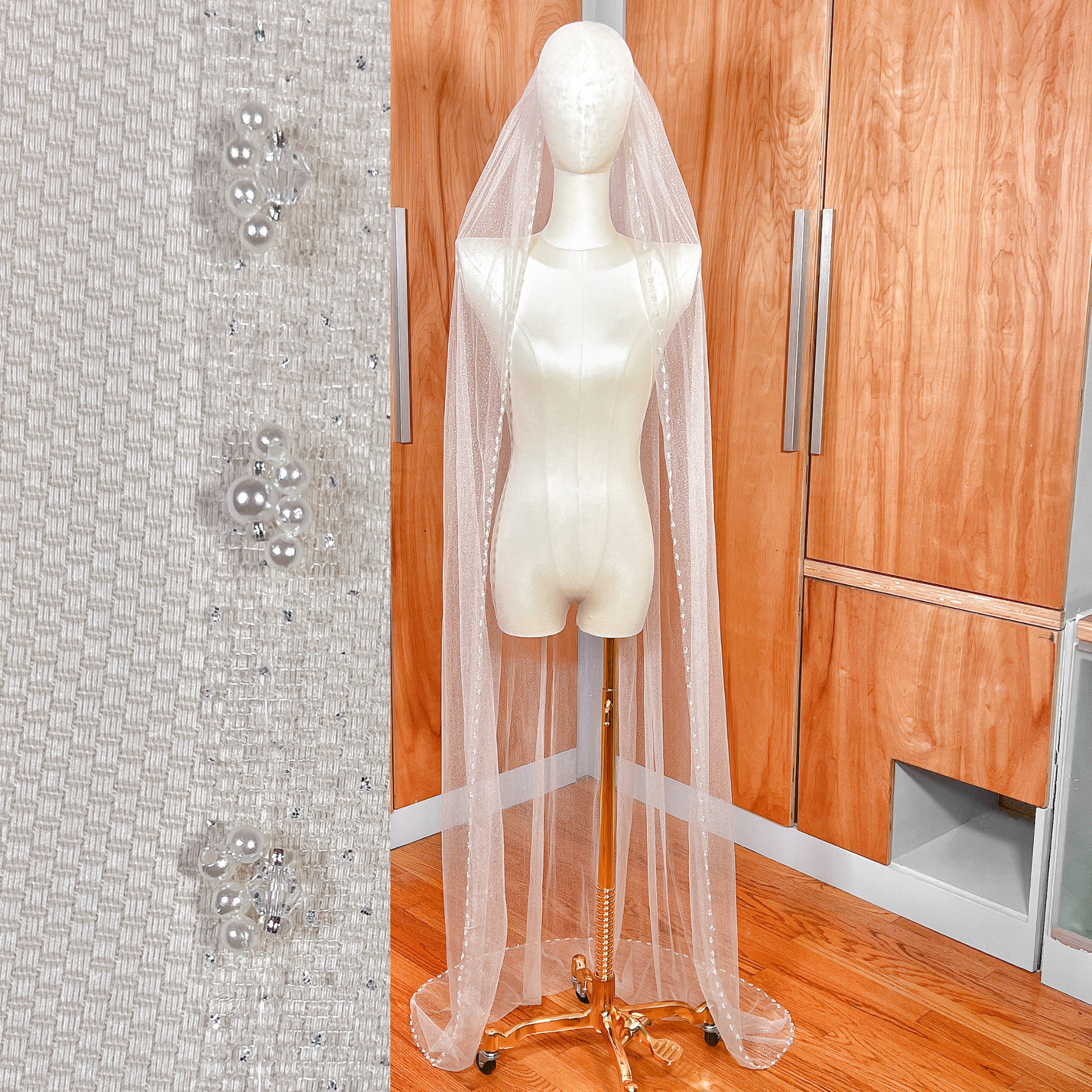 JUSTINE | Glitter Veil with Beaded Edge