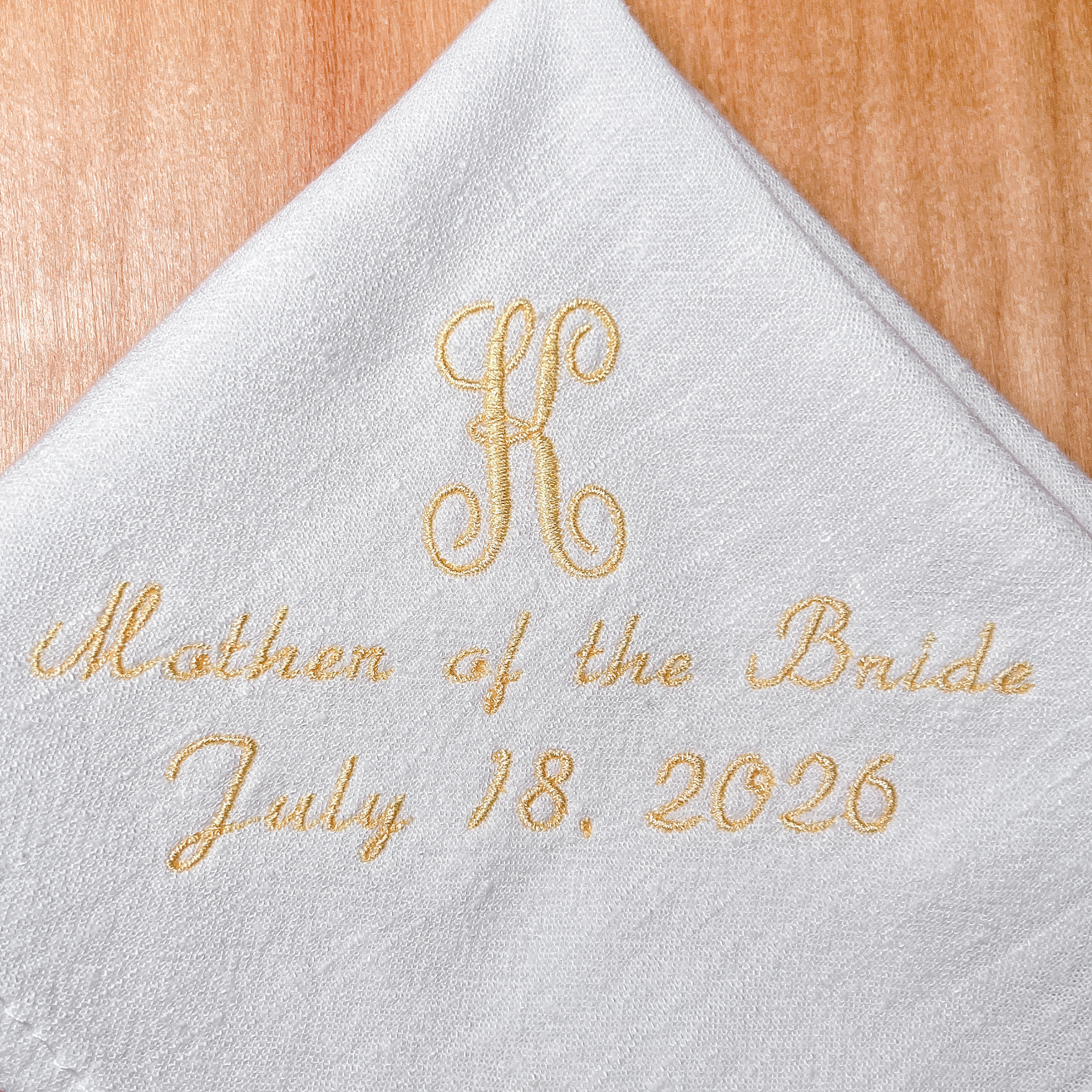 MOTHER OF THE BRIDE HANDKERCHIEF | Initial & Wedding Date