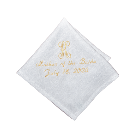MOTHER OF THE BRIDE HANDKERCHIEF | Initial & Wedding Date