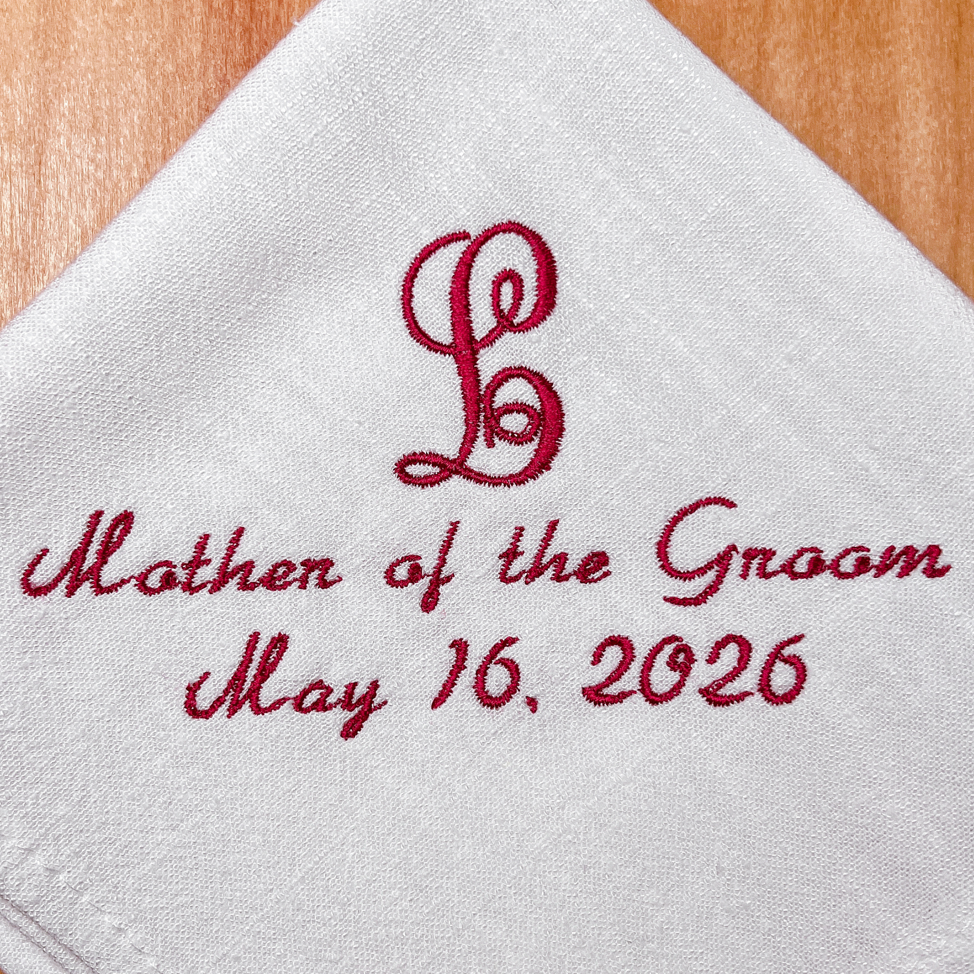 MOTHER OF THE GROOM HANDKERCHIEF | Initial & Wedding Date