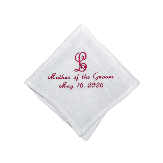 MOTHER OF THE GROOM HANDKERCHIEF | Initial & Wedding Date