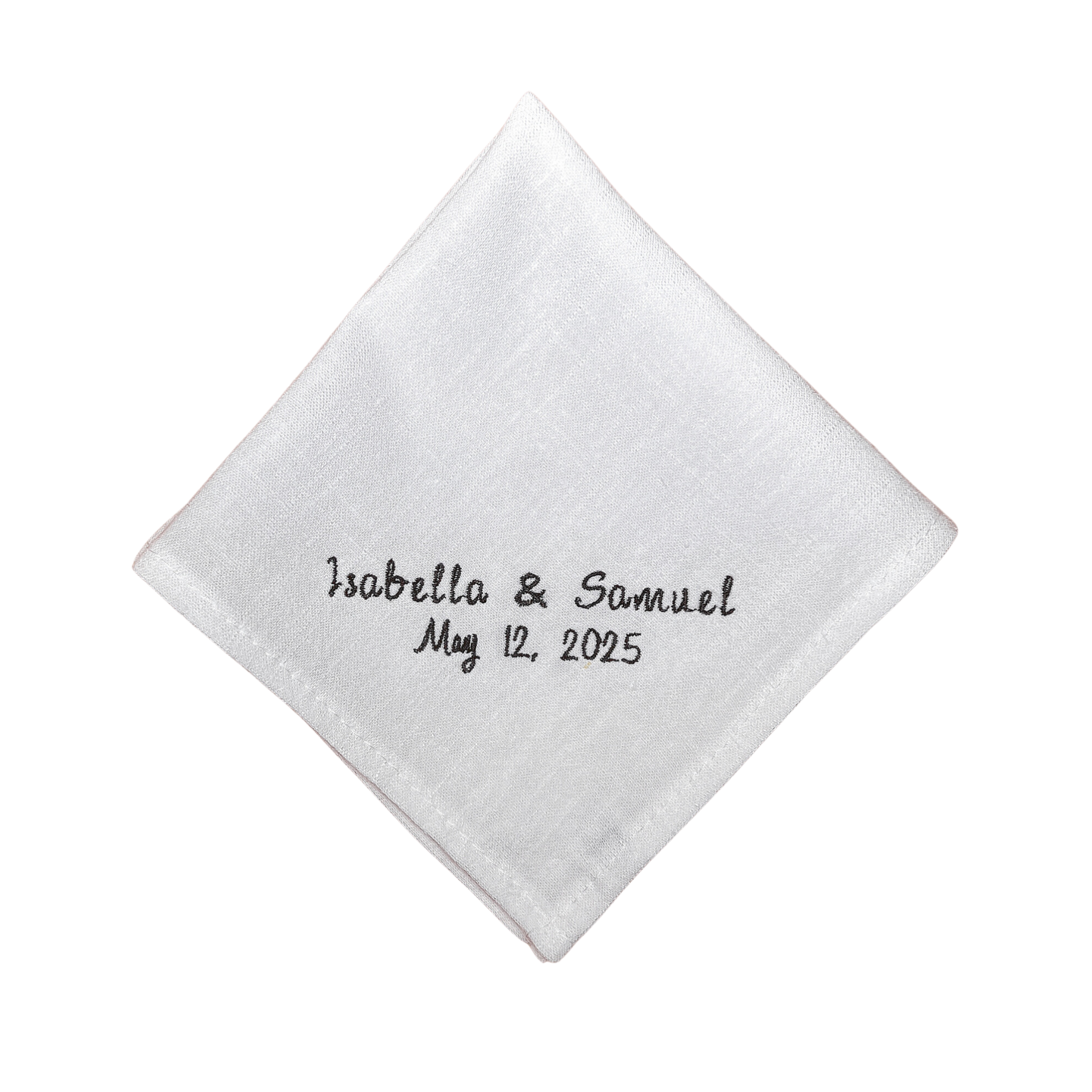 CUSTOM EMBROIDERED HANDKERCHIEF | Names & Wedding Date