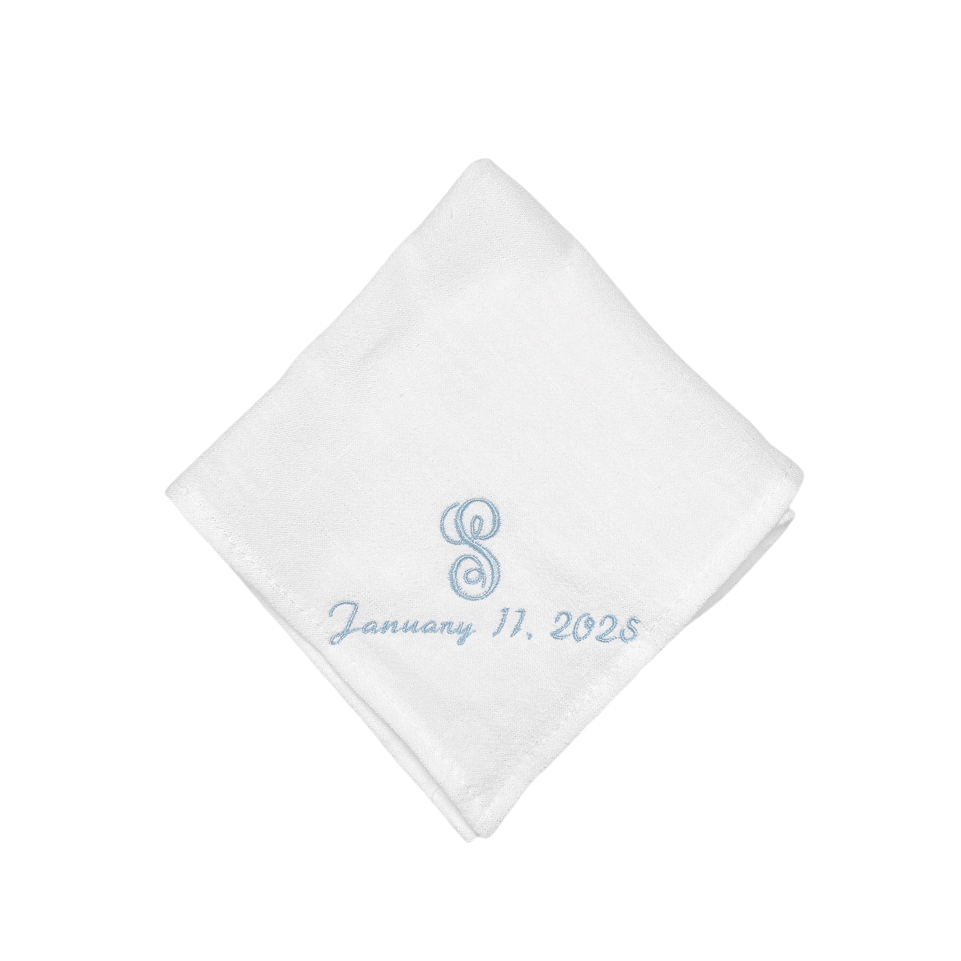 CUSTOM EMBROIDERED HANDKERCHIEF | Initial & Wedding Date