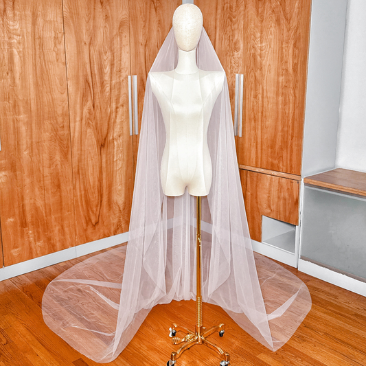 Modern Cathedral Length Tulle Veil with Raw Edge – MONDE
