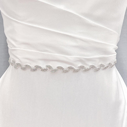 Thin Silver Crystal Belt - NOELLE
