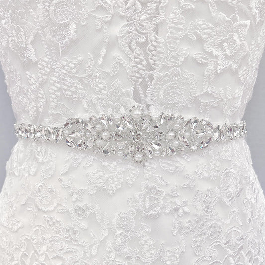 Vintage Rhinestone and Pearl Belt - QUINN