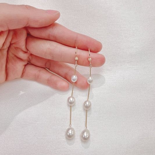 Long Pearl Drop Earrings