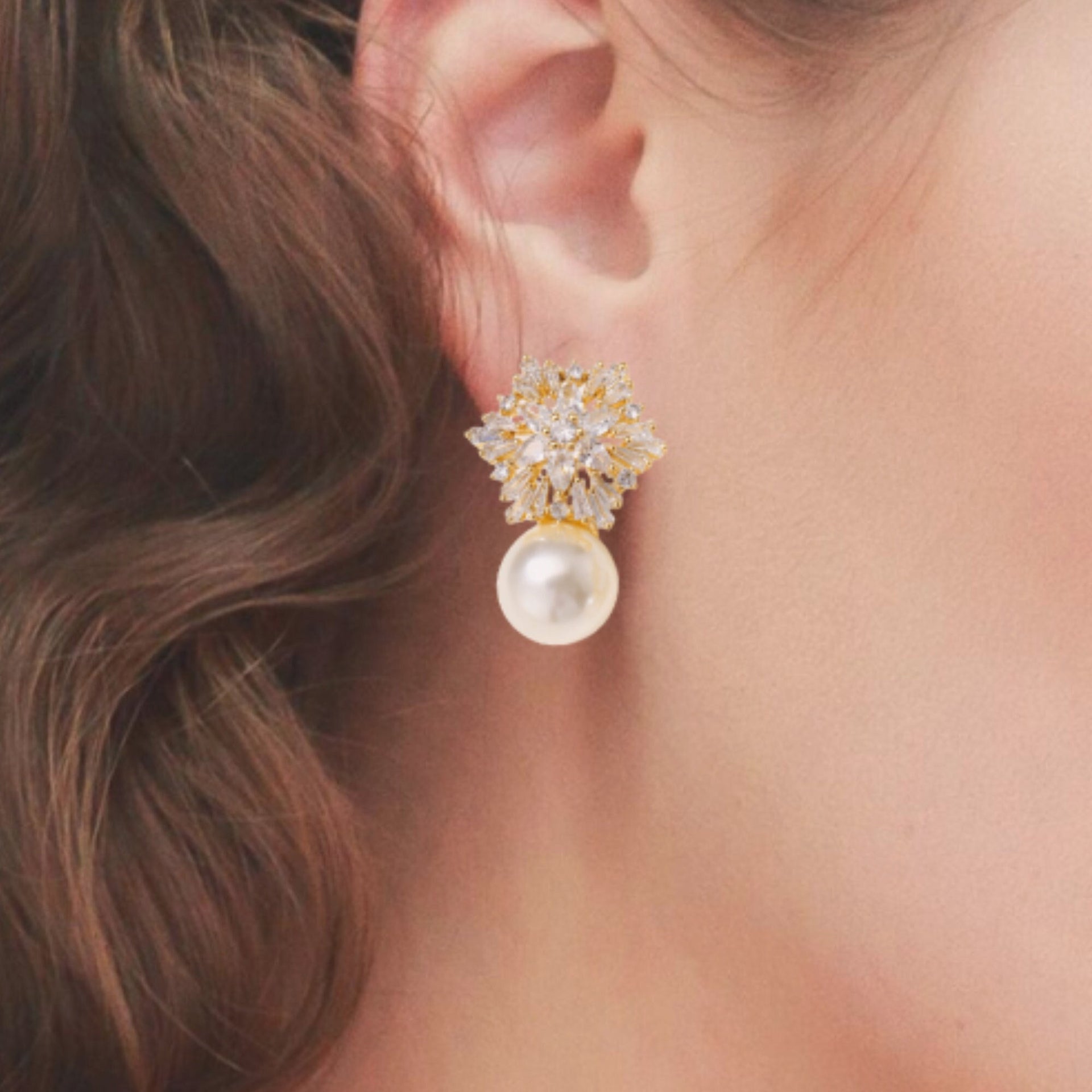 Gold Pearl Drop Earrings