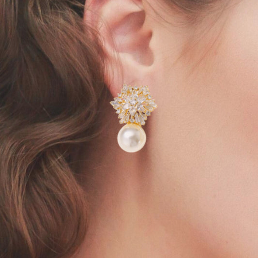 Gold Pearl Drop Earrings