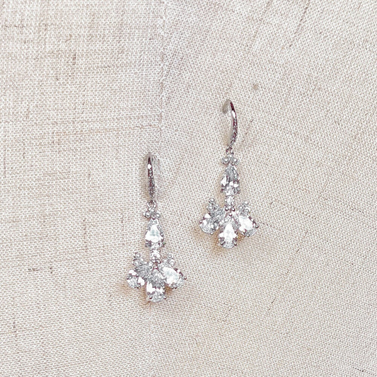 Delicate CZ and Pearl Earrings