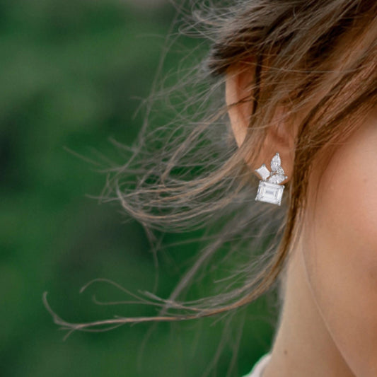 Bridal Earrings Emerald Cut