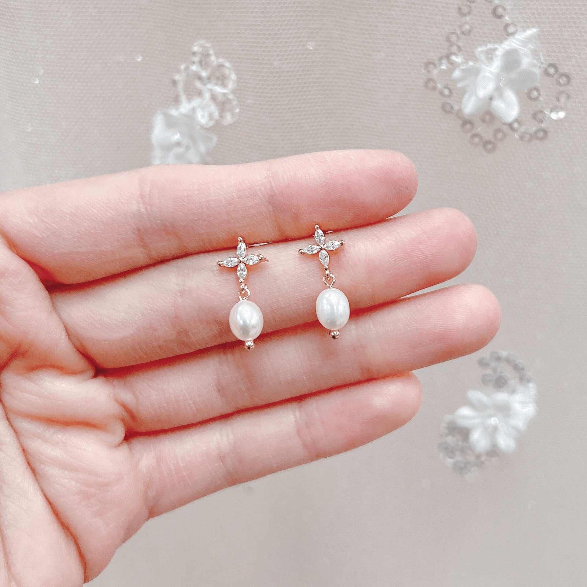 Simple Pearl Bridal Earrings