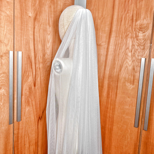 Drapey English Net Veil with Raw Edge: Fingertip to Royal Cathedral Length - ADMINA