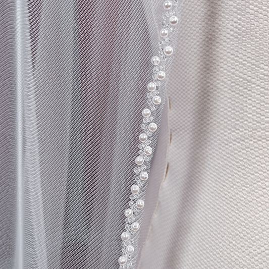 Beaded Edge Veil: Fingertip to Cathedral Length - AMAROSA