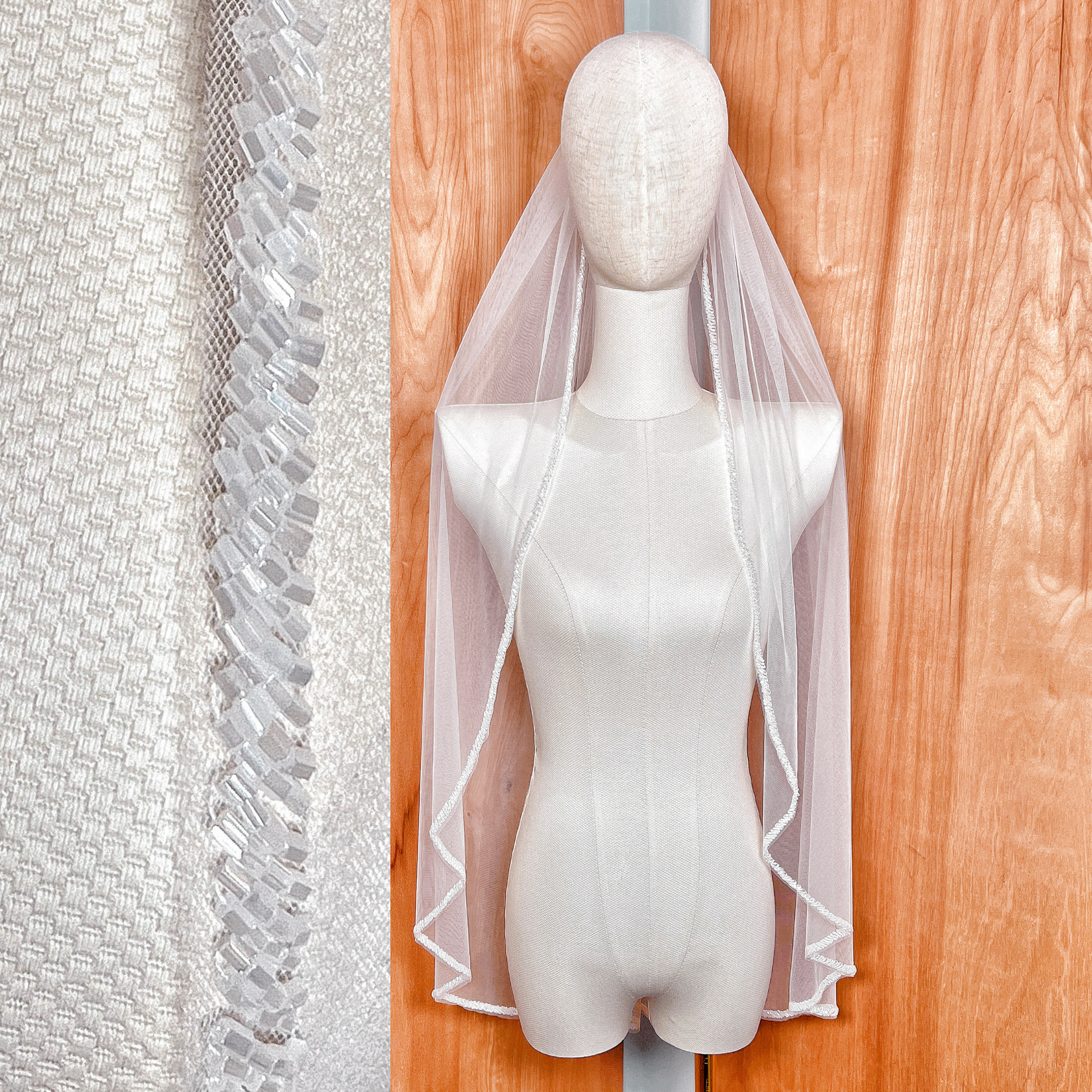 CHANNING | Frosted Bugle Bead Veil