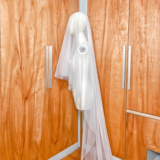 Simple Two Tier Chapel Length Drop Veil with Blusher – ILEANE