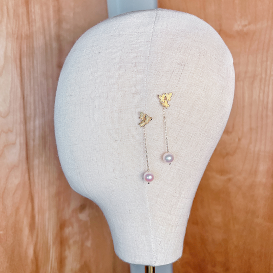 Butterfly Pearl Dangle Earrings - JOY