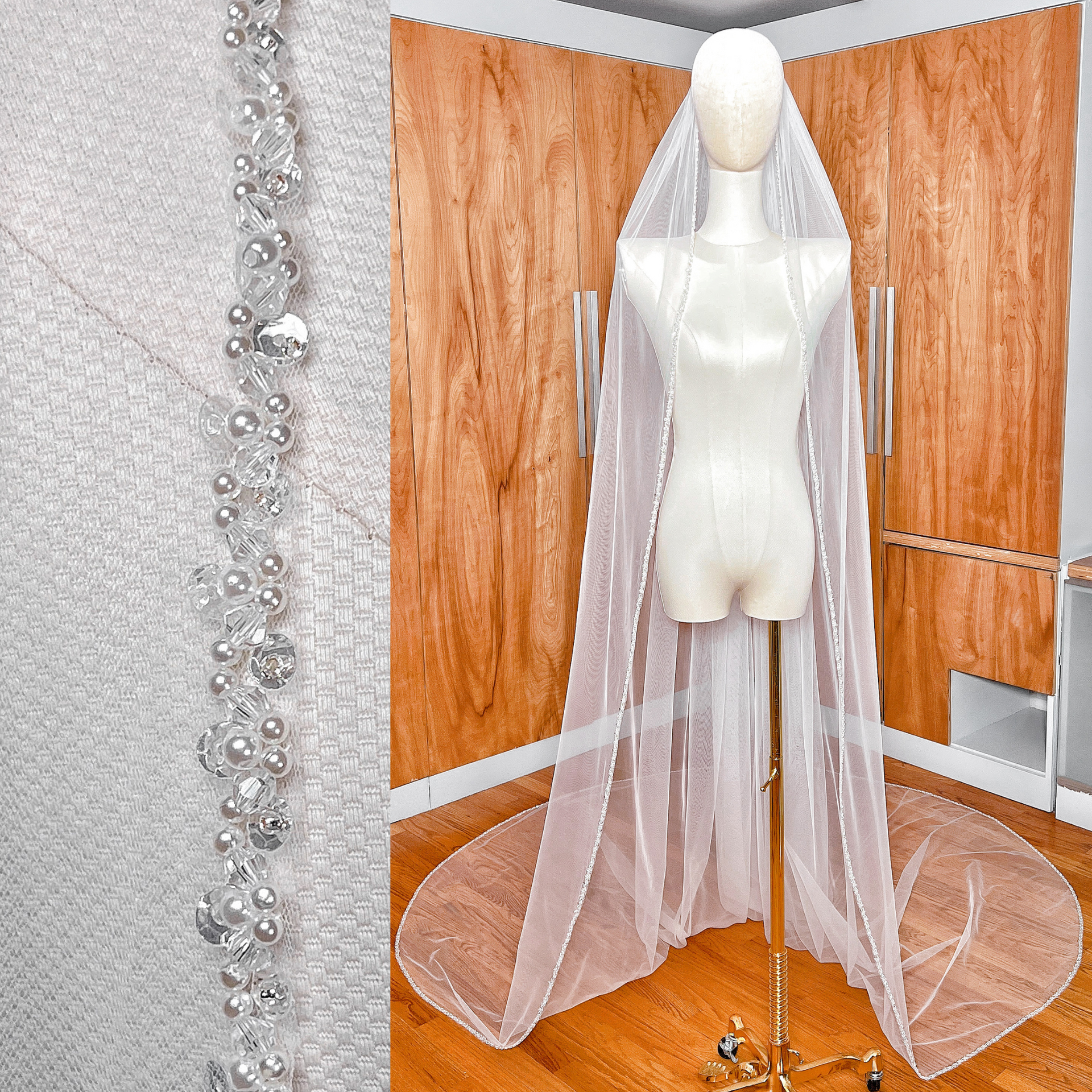 LUCIA | Pearl Trim Veil