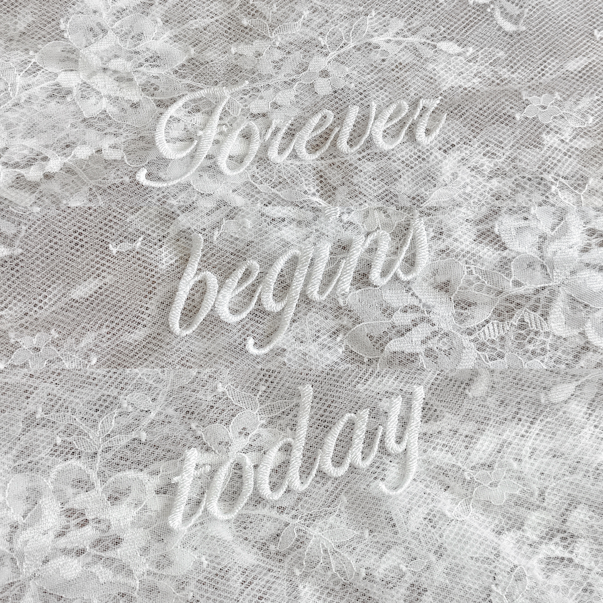 PERSONALIZED VEIL EMBROIDERY ADD-ON | Forever, begins, today