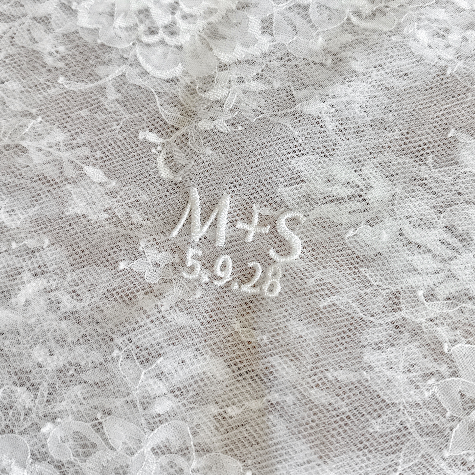 PERSONALIZED VEIL EMBROIDERY ADD-ON | Initials & Wedding Date | Delicate