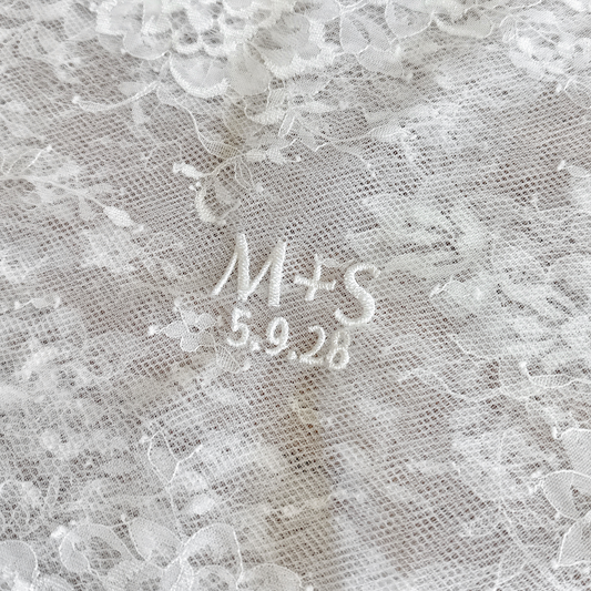 PERSONALIZED VEIL EMBROIDERY ADD-ON | Initials & Wedding Date | Delicate