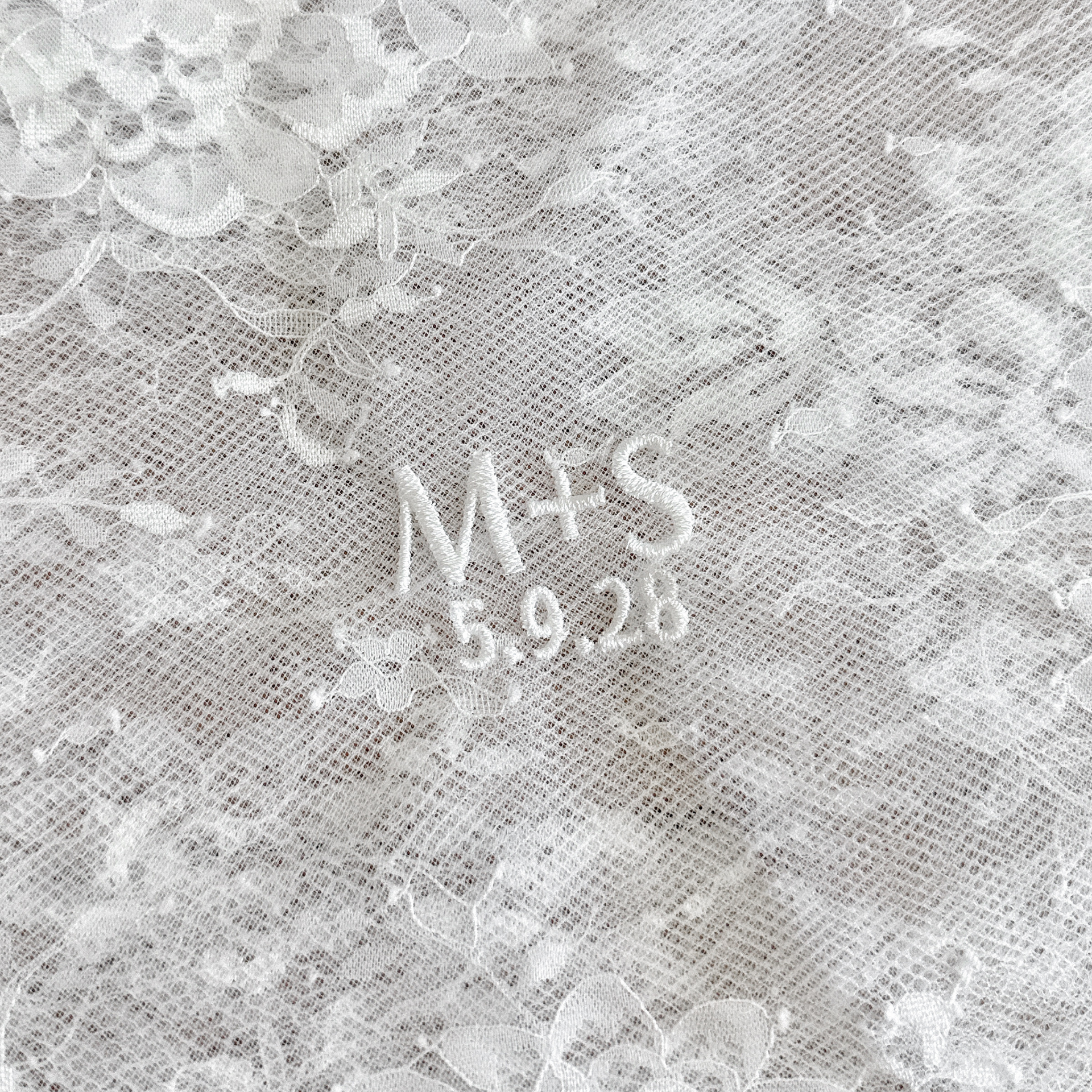 PERSONALIZED VEIL EMBROIDERY ADD-ON | Initials & Wedding Date | Delicate