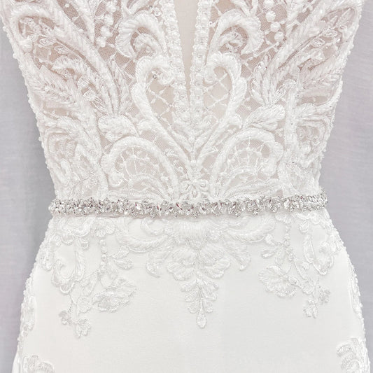 Thin Silver Rhinestone Belt - HELENA