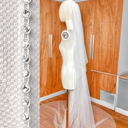 CascadeVeil with Rhinestone Edge: Cathedral & Chapel Length – SEREN