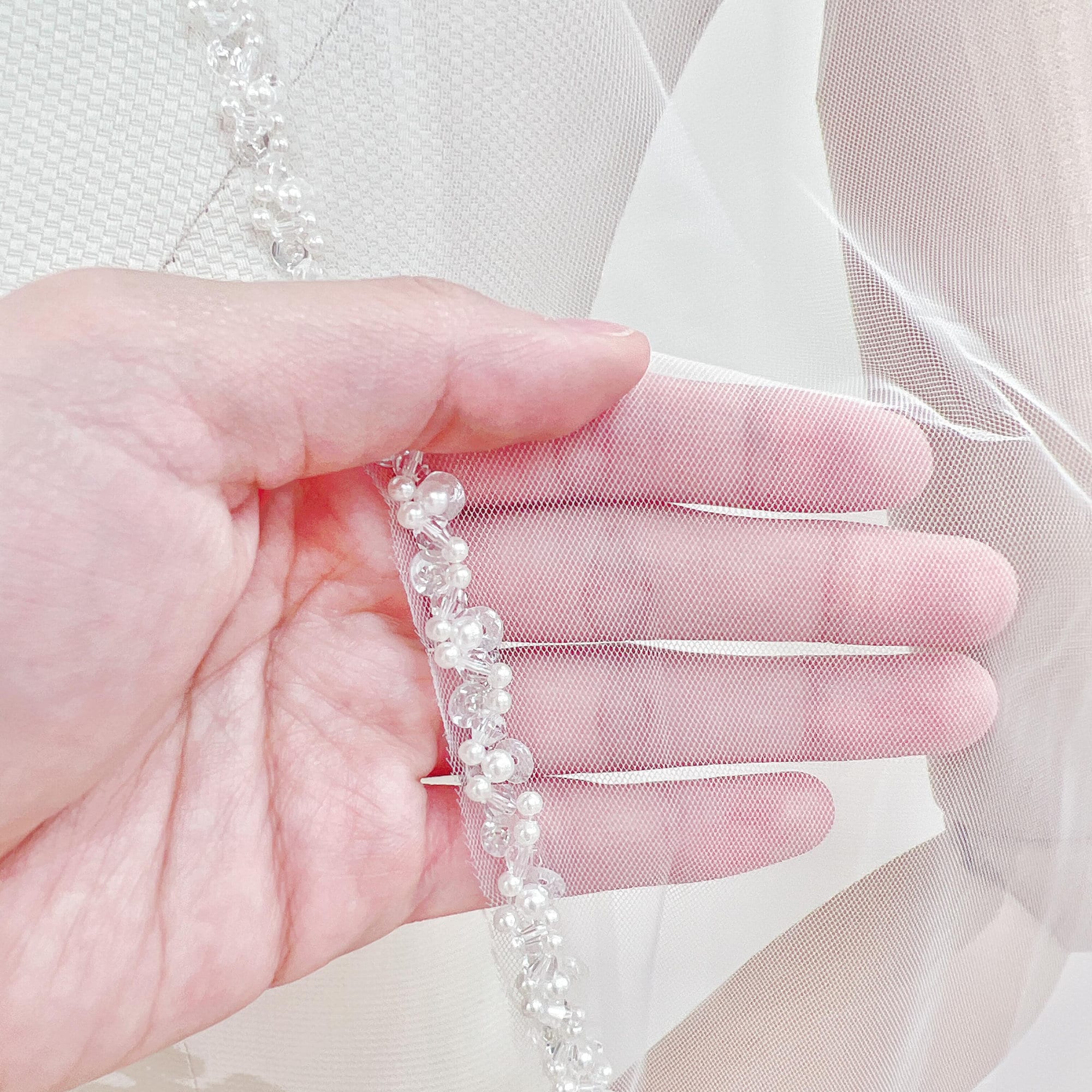 Pearl and Crystal Beaded Edge Veil