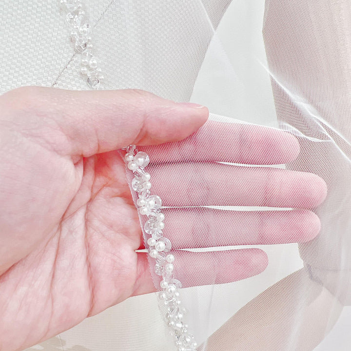 Pearl and Crystal Beaded Edge Veil