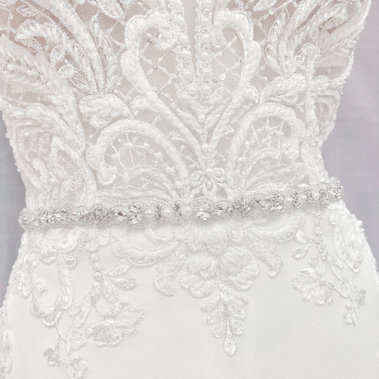 Silver Rhinestone and Pearl Belt - KARLA