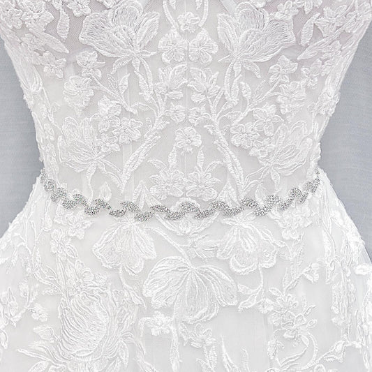 Thin Silver Crystal Belt - NOELLE