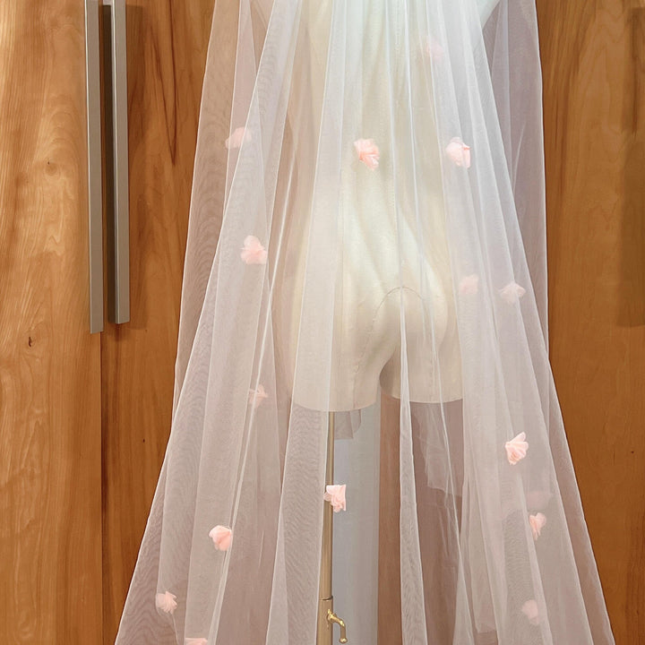 3D Pink Flower Veil