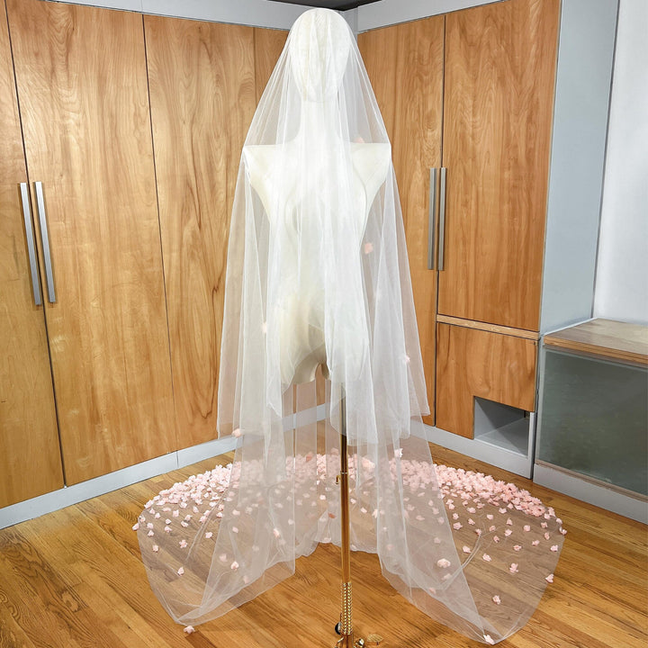 3D Pink Flower Veil