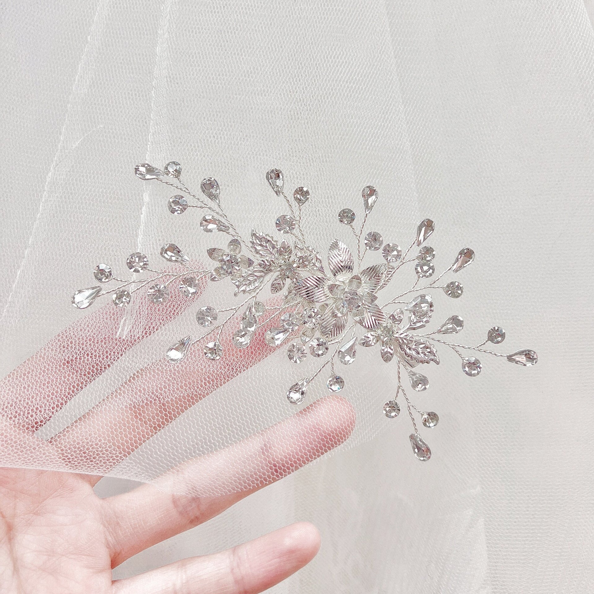 Silver Wedding Clip Floral Clip Wedding Hair Clip for Wedding Bride Hair Clip Crystal Bridal Clip Crystal Hair Clip Wedding