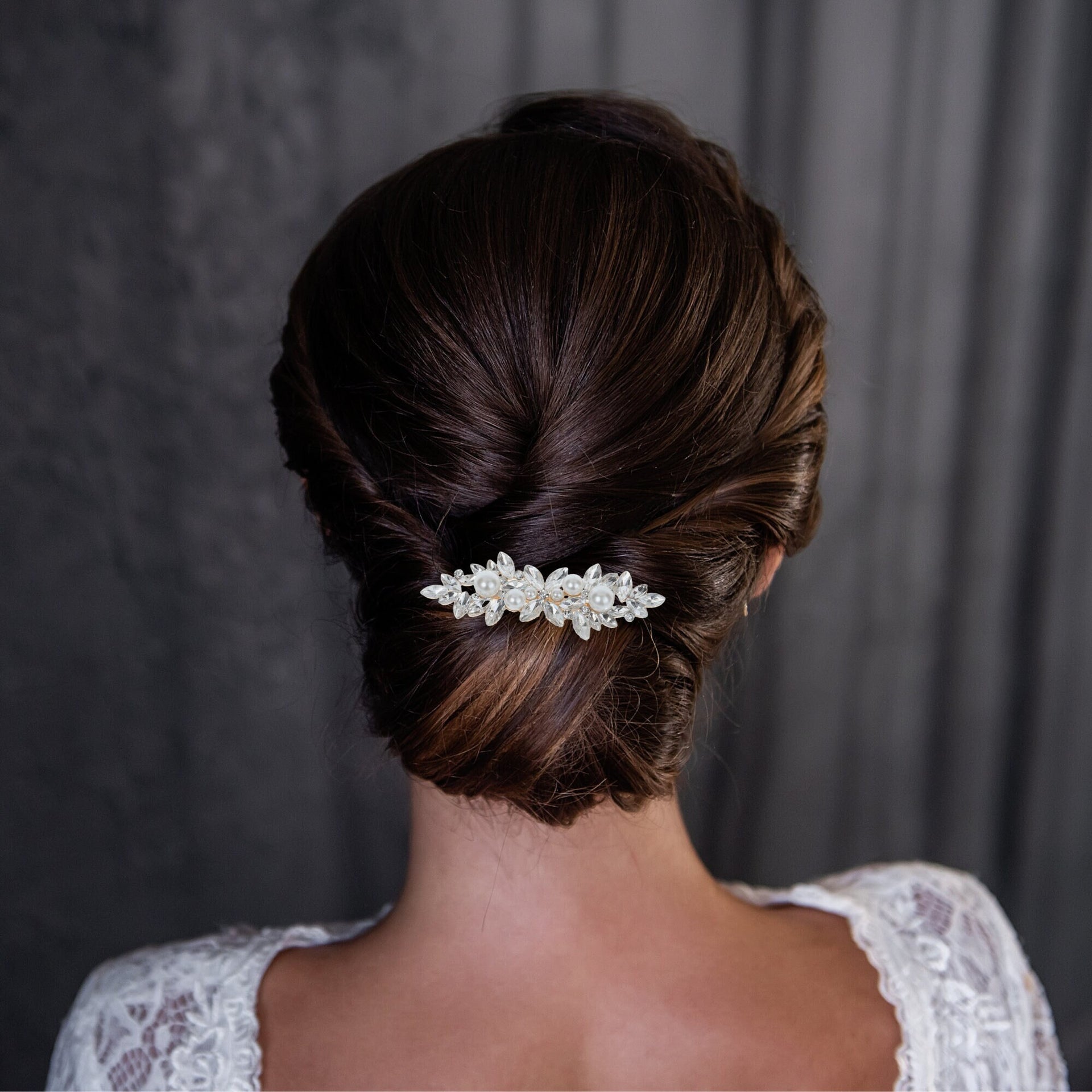 Crystal Hair Comb with Pearls