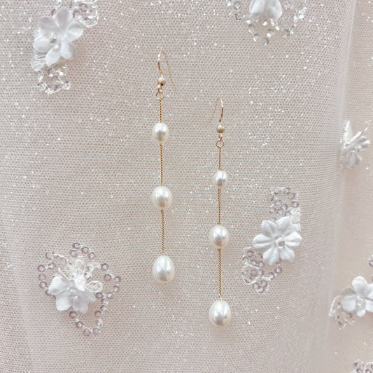 Long Pearl Drop Earrings