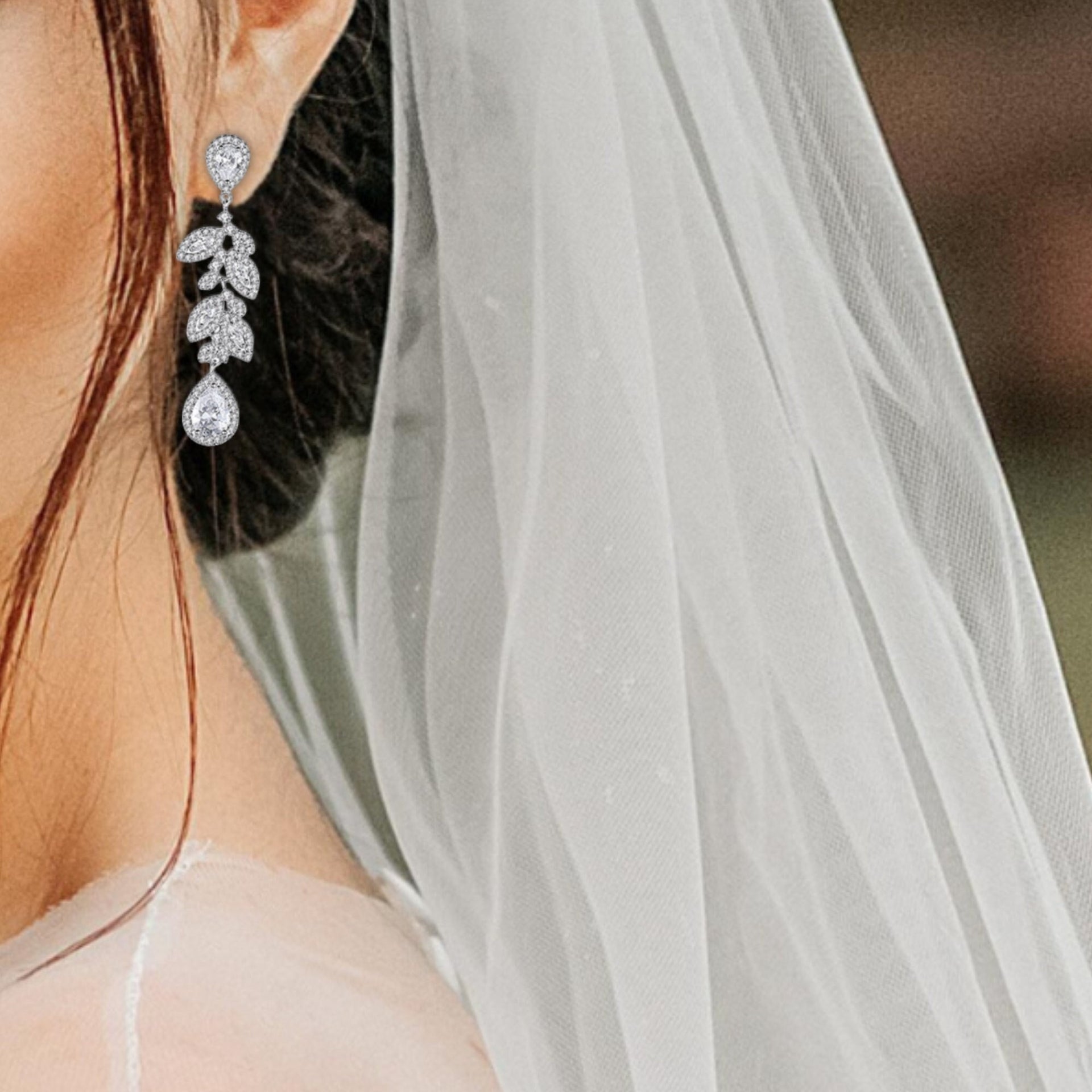 CZ Drop Bridal Earrings