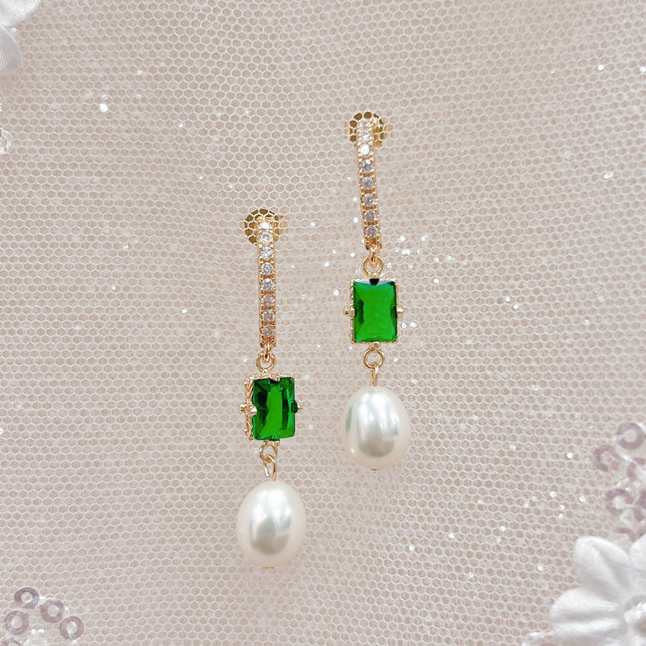 Bridal Emerald Earrings